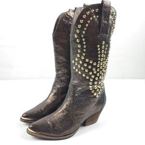 Reba Biker Bronze Brown Leather Studded Western 7